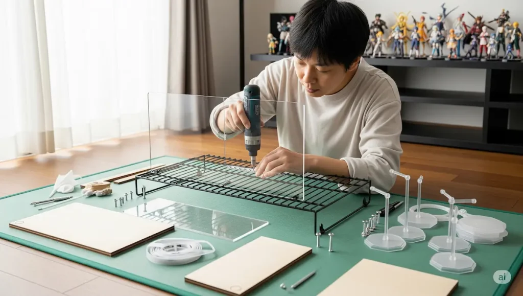 自作でメタルラックフィギュアケースを作る