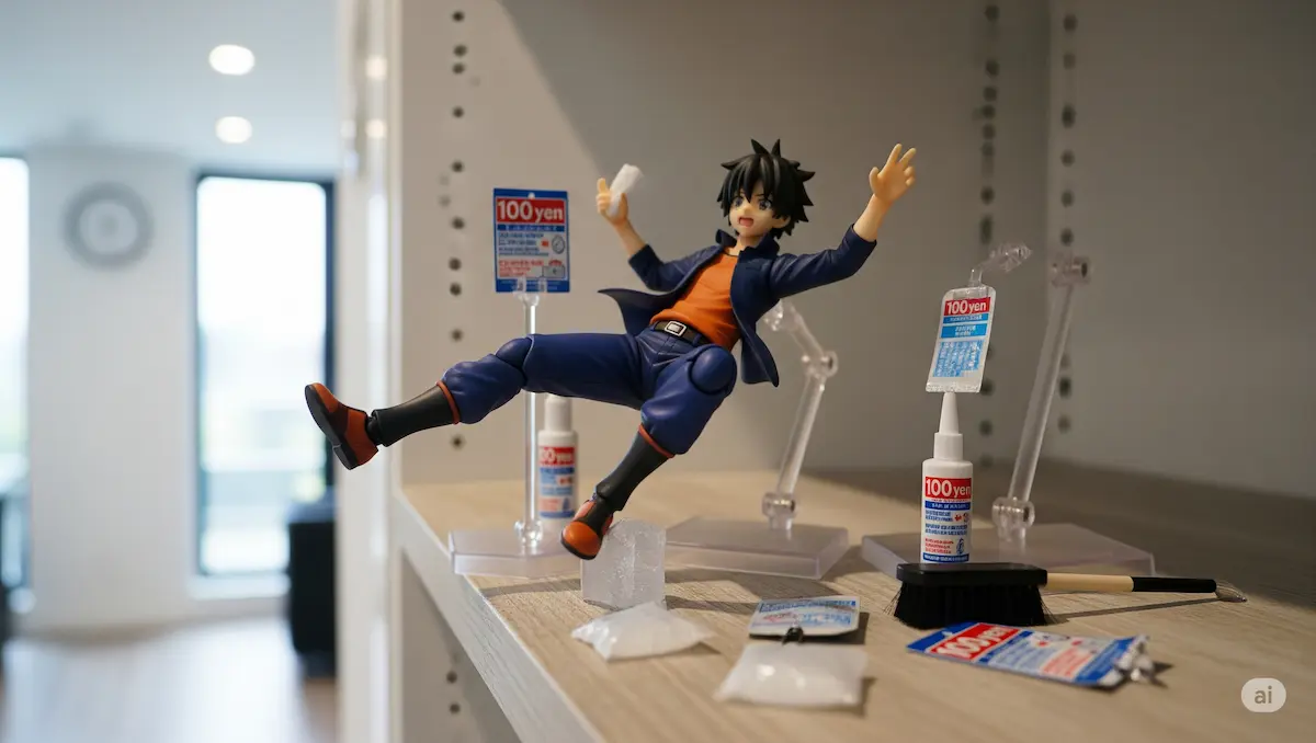 立たないフィギュアの飾り方｜100均グッズで倒れない固定術