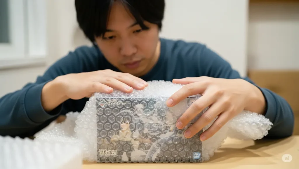 箱ありフィギュアの丁寧な包み方