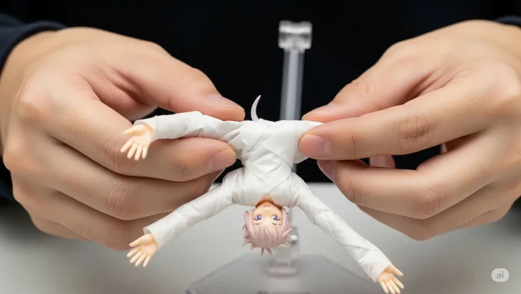 箱なしフィギュアを丁寧に包むテクニック