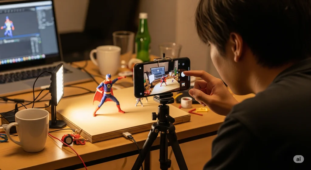 動きを生み出すフィギュアのコマ撮り方法