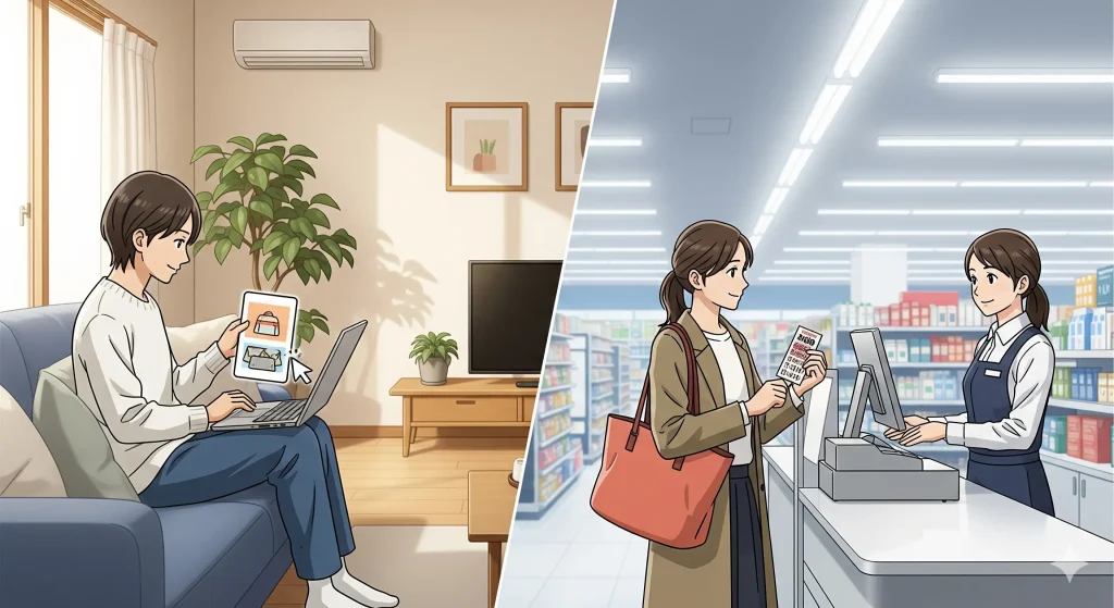 オンラインと店舗の販売方法の違い