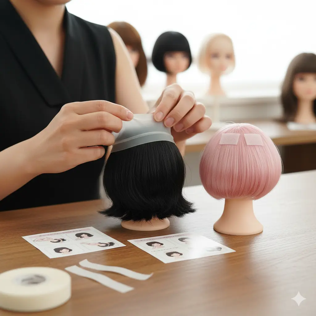 完成したドールウィッグの固定方法は？