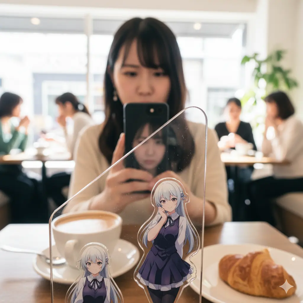 アクリル板への光の反射や背景の映り込みによる失敗