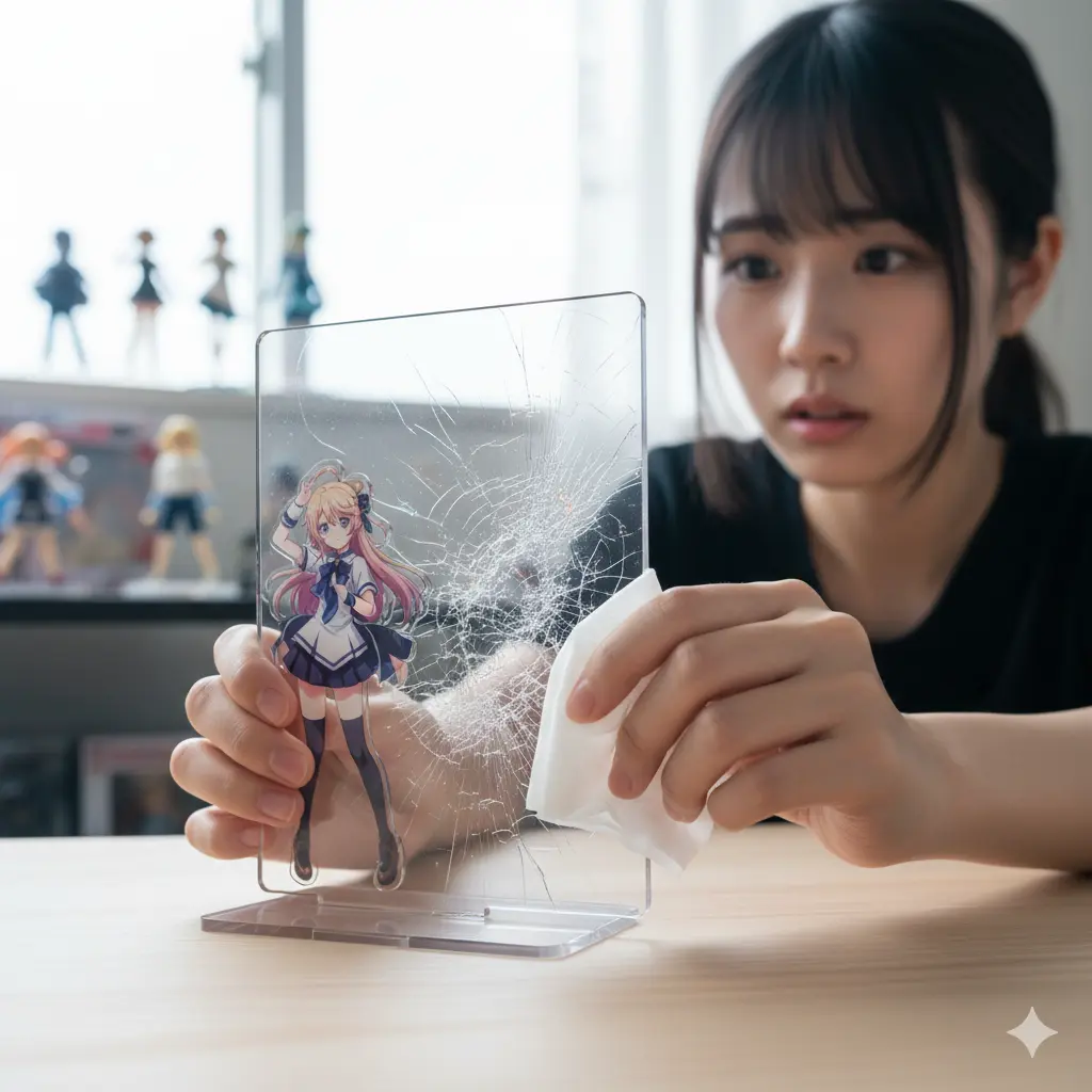 アルコール等の薬品はひび割れNG