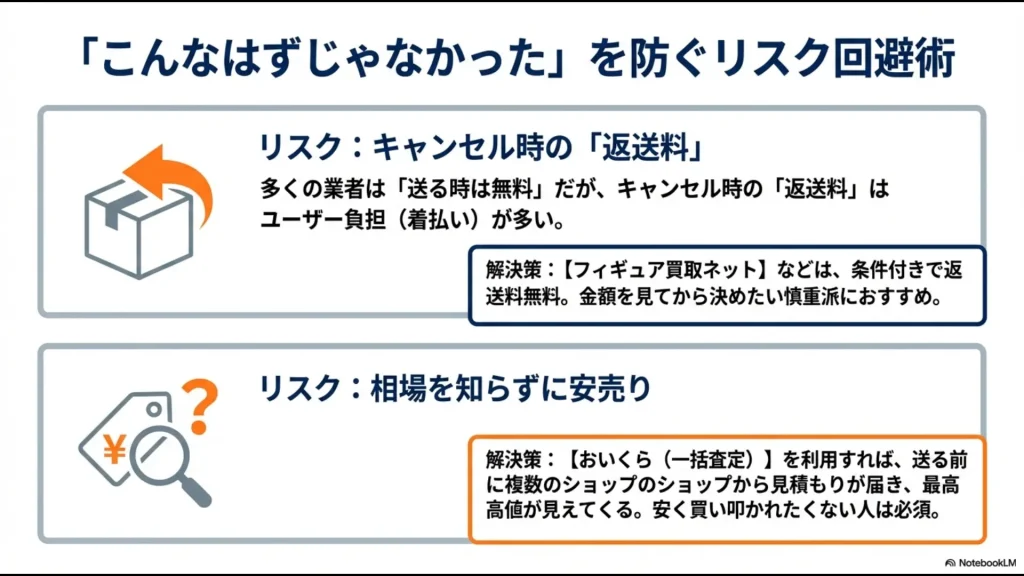 キャンセル時の返送料リスクや安売りを防ぐための一括査定おいくらの活用方法