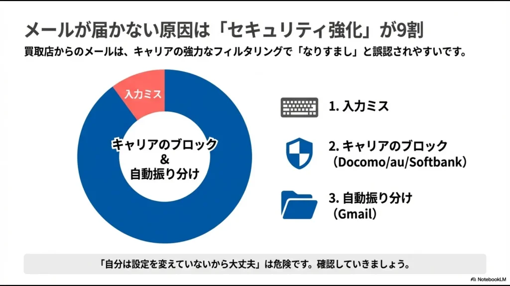 フィギュア買取メールが届かない原因の9割はキャリアのブロックと入力ミス