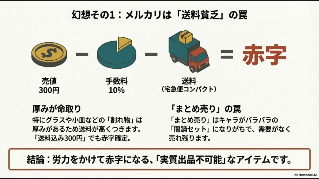 厚みがあるため送料が高くつき赤字になるメルカリ出品の現実