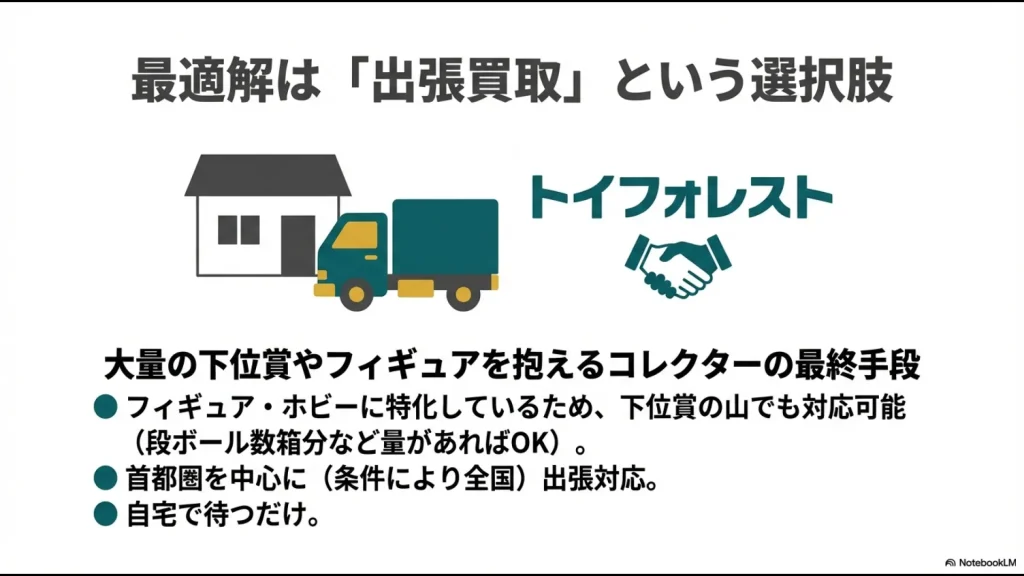 自宅で待つだけで大量の下位賞を解決するトイフォレストの出張買取