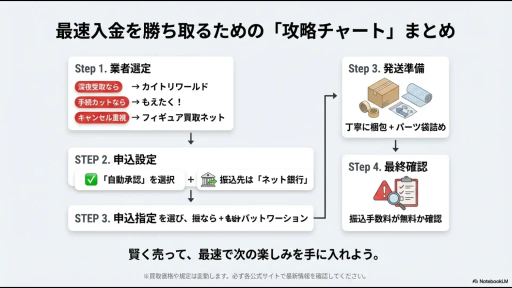 業者選定、申込設定、発送準備の各ステップを網羅した最速入金のための攻略チャートまとめ