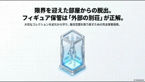 限界を迎えた部屋からフィギュアを外部の別荘へ避難させ、劣化を防ぎ空間を取り戻すためのガイド