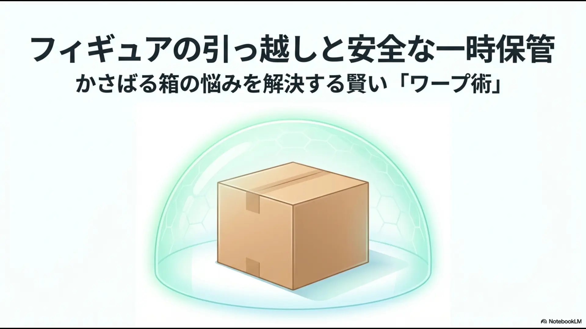 フィギュアの引っ越しと安全な一時保管、かさばる箱の悩みを解決する賢いワープ術のタイトルスライド
